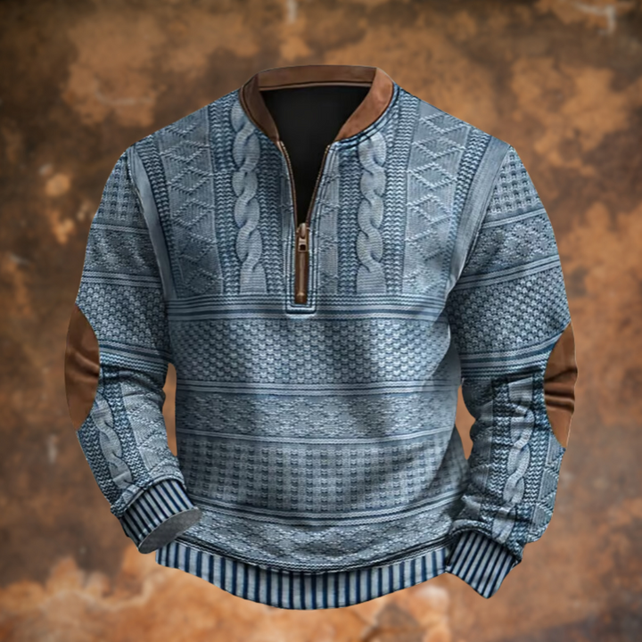 Stilfuld herresweater med lynlås i klassisk design. Perfekt som alsidig fritidsbeklædning for mænd.