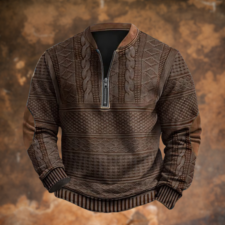 Moderne herresweater med lynlås i halsen. En stilfuld og varm striktrøje til køligere dage.