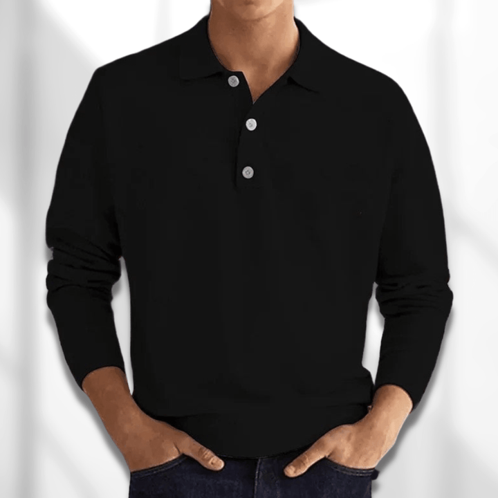 Foldet mænds MetroBlend poloshirt, klar til brug. Blødt, komfortabelt stof og tidløst design for afslappet herretøj.