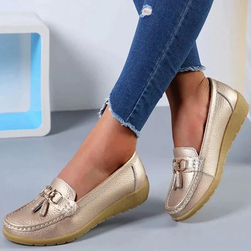 Damefodtøj: Komfortable ortopædiske loafers. Stilfulde slip-on sko, ideelle til hverdagens aktiviteter.