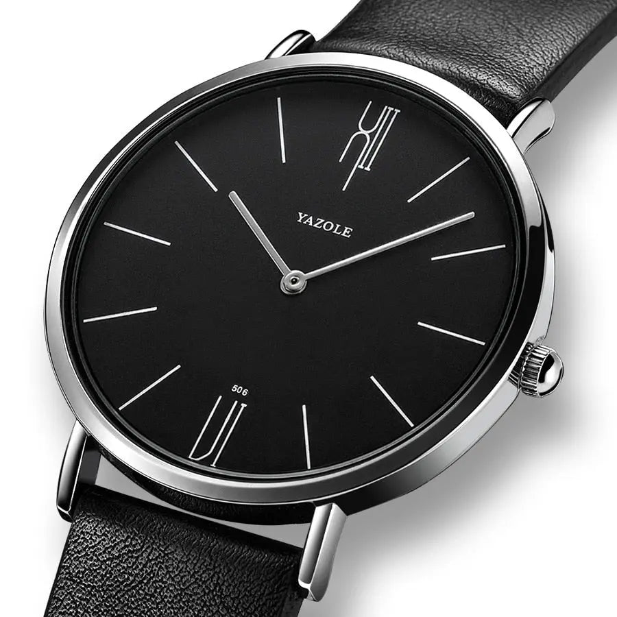 Stilfuldt herrearmbåndsur med elegant urskive og luksuriøs læderrem i tidløst vintage-design