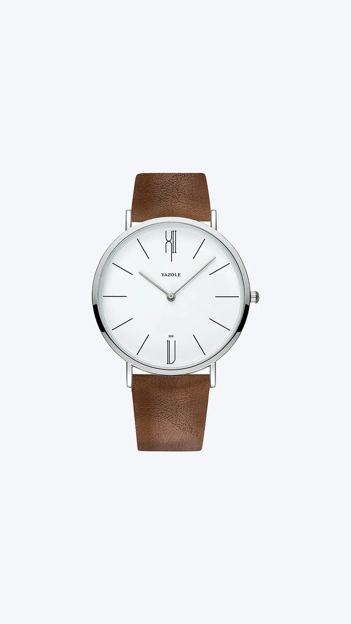Stilfuldt herrearmbåndsur med elegant urskive og luksuriøs læderrem i tidløst vintage-design