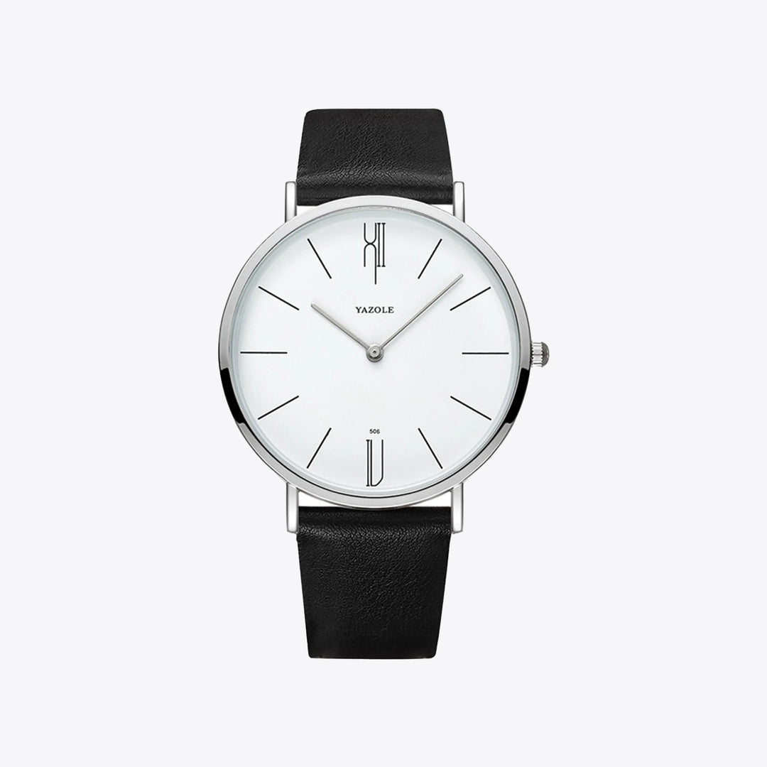 Stilfuldt herrearmbåndsur med elegant urskive og luksuriøs læderrem i tidløst vintage-design