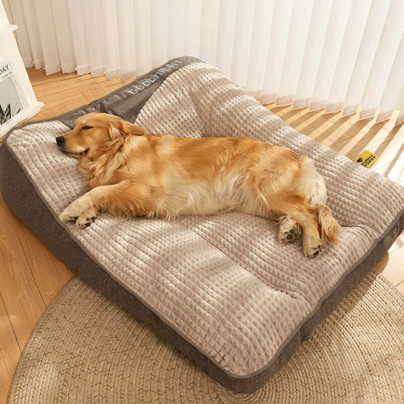 Ortopædisk hundeseng, stor model, med ergonomisk nakkestøtte og vaskbart betræk.