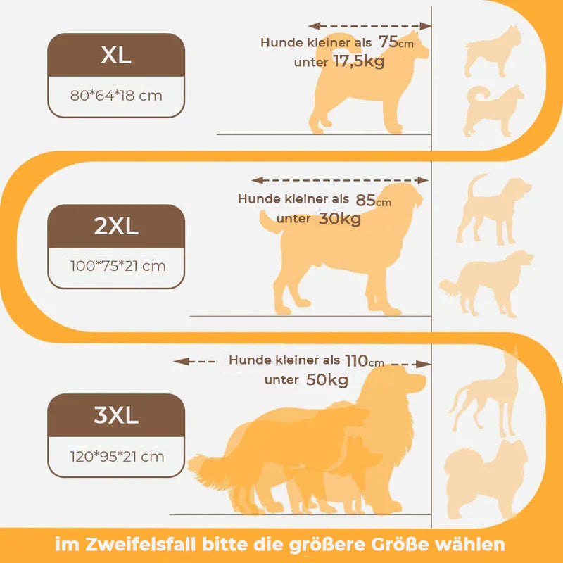 Ortopædisk hundeseng med støttende nakkestøtte, designet til store og ældre hunde.