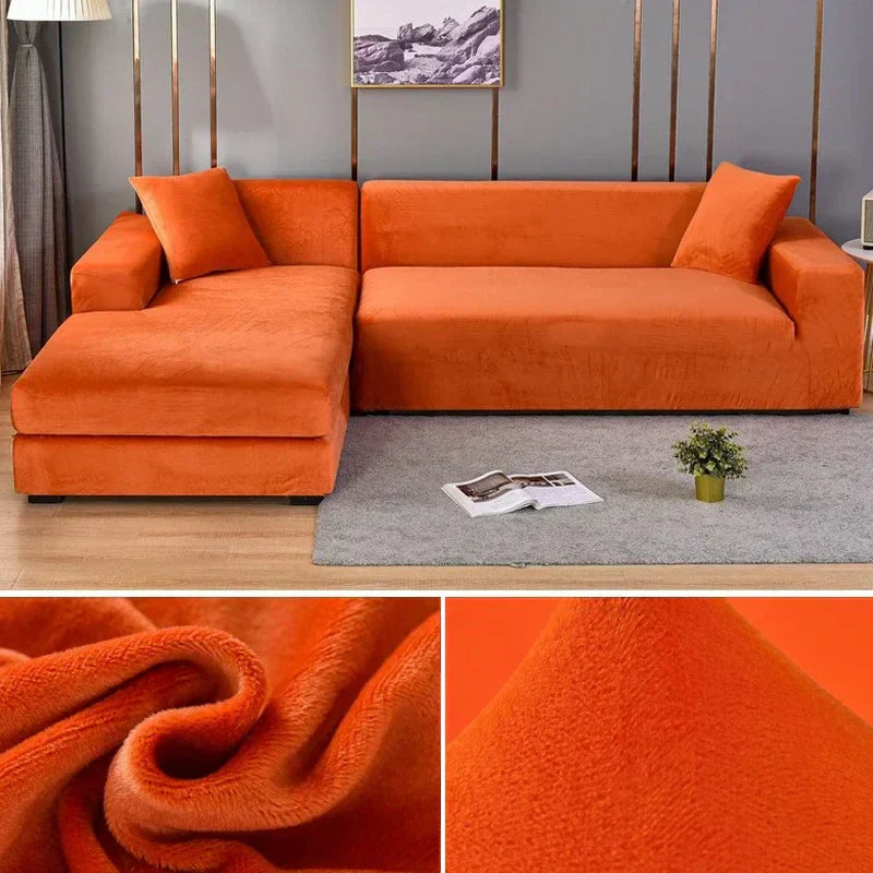 "Stretch-Samt Sofabezug in elegantem Blau, passend für verschiedene Sofas, luxuriöser Schutz für Wohnzimmermöbel."