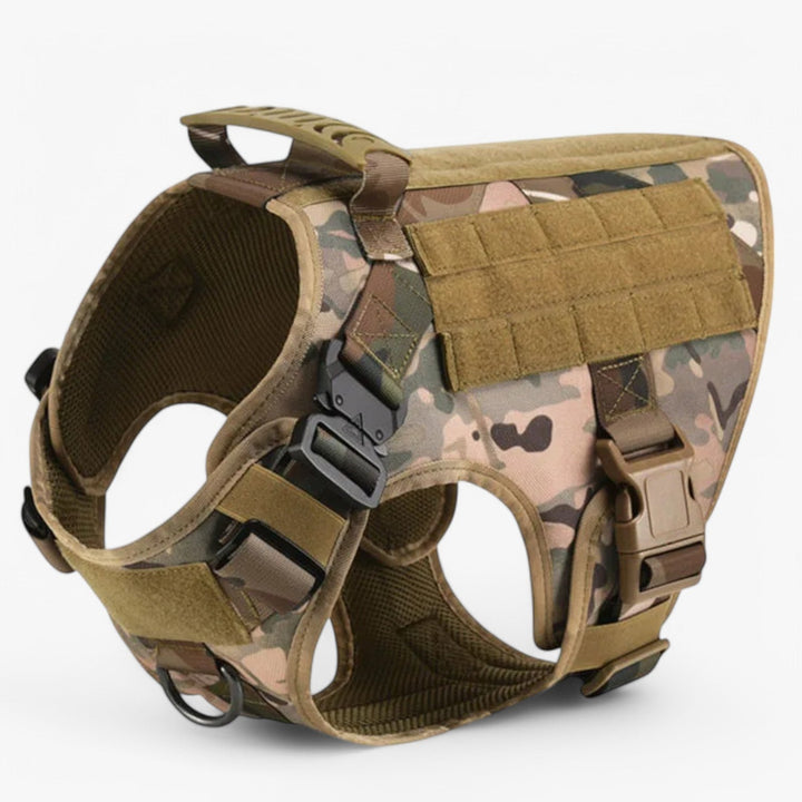 TacticalK9 hundetøjle i sort med robust håndtag, refleksdetaljer og justerbar pasform til hunde. Ideel til træning og udendørs aktiviteter.