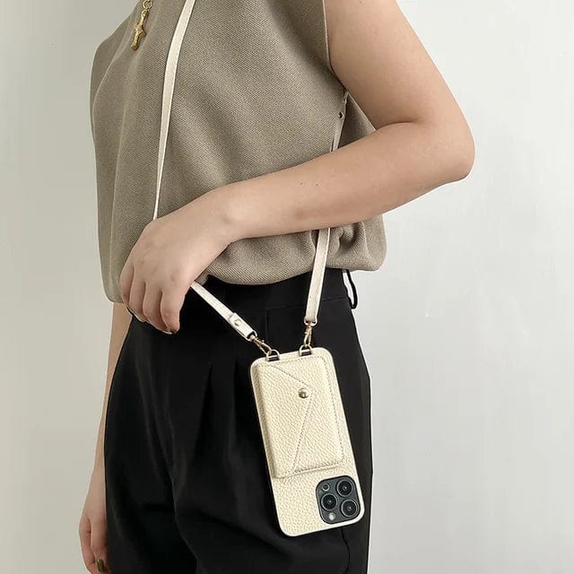 Rejsevenlig telefon crossbody taske til iPhone. Kompakt etui med justerbar rem for nem, håndfri transport.