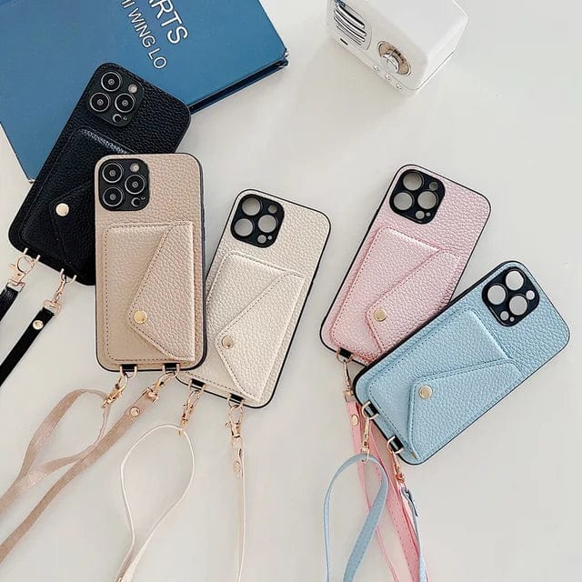 Funktionel iPhone crossbody taske med justerbar rem, kompakt design og plads til kort. Perfekt mobil accessory.