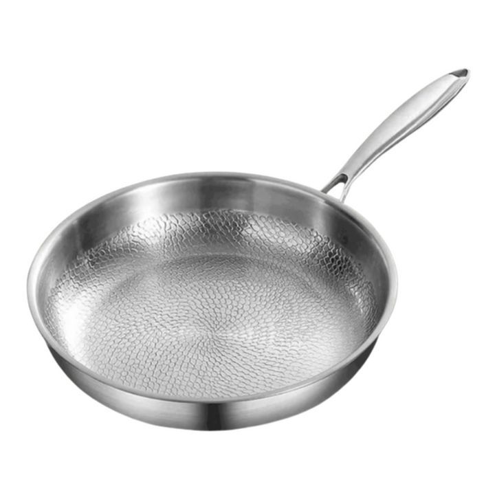 Titanium induktionspande med elegant hamret finish. Perfekt til sikker madlavning og nem rengøring.