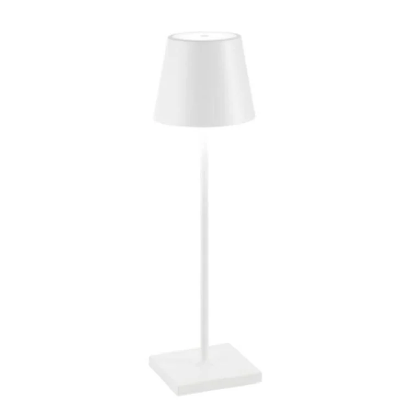 Berøringsfølsom LED-bordlampe, trådløs, stilrent design, moderne flair, fås i forskellige farver.