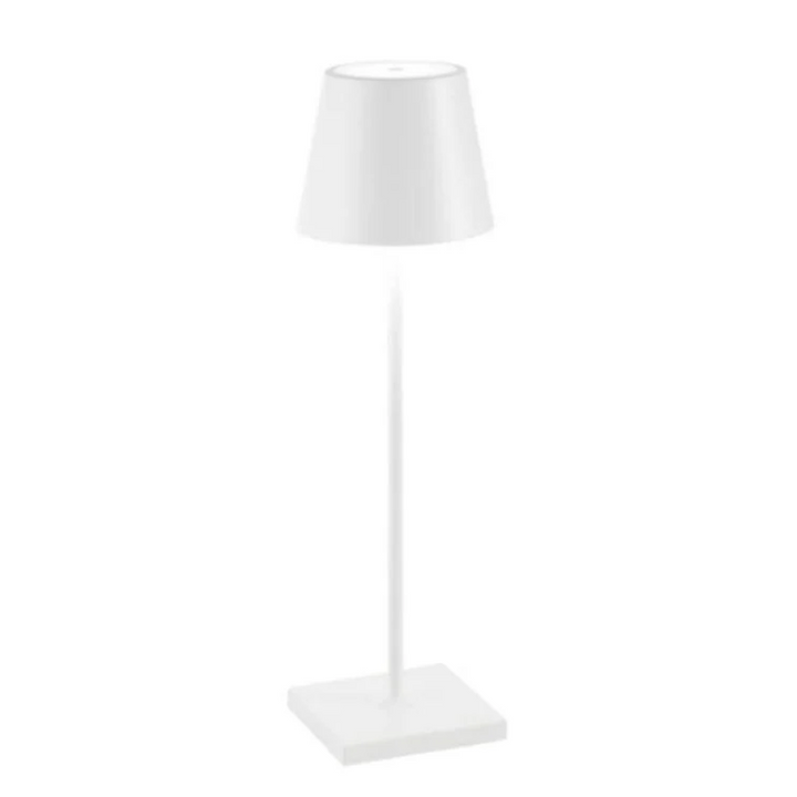Berøringsfølsom LED-bordlampe, trådløs, stilrent design, moderne flair, fås i forskellige farver.