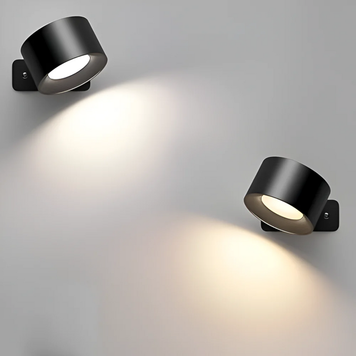 Trådløs genopladelig LED væglampe med justerbar lysstyrke, perfekt til moderne indretning.