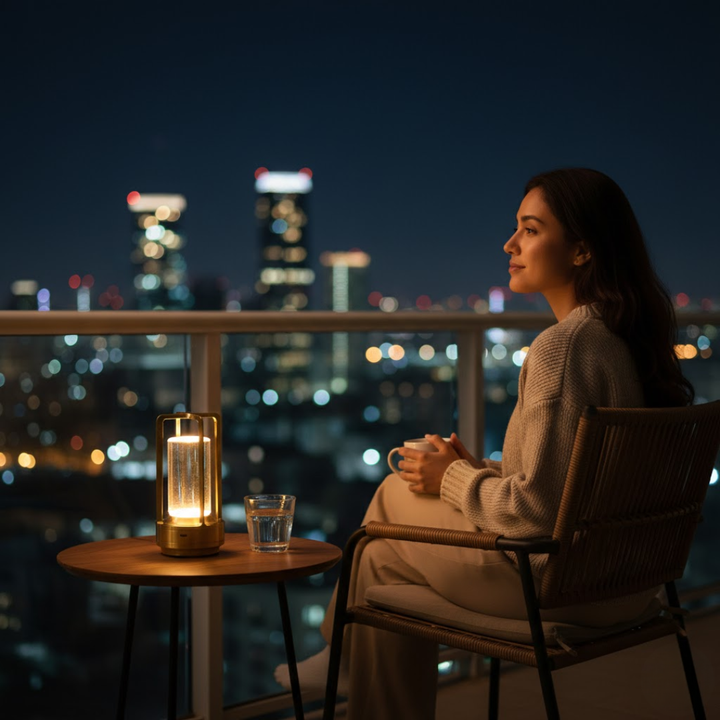 Dæmpbar LED bordlampe i elegant design; ideel som stemningslys eller læselampe.