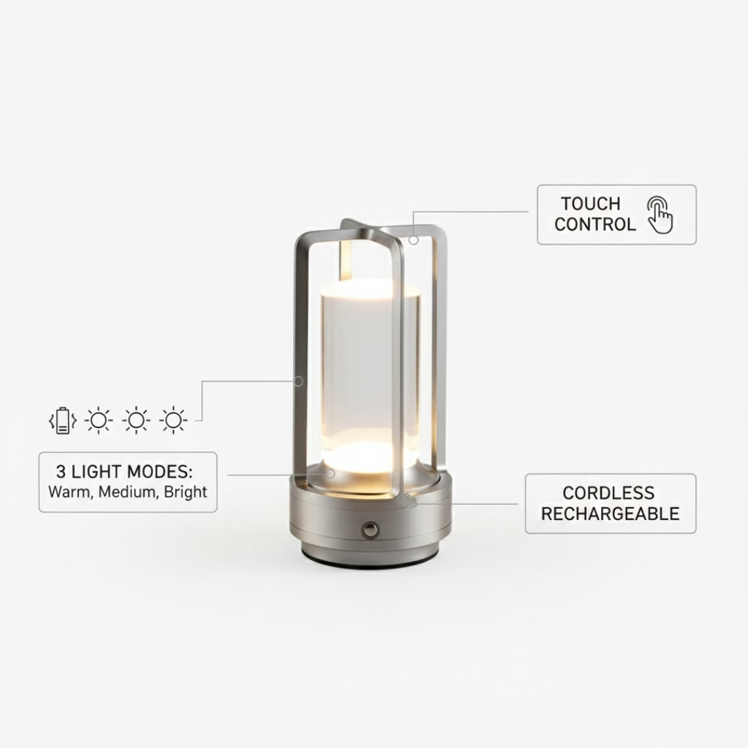 Fleksibel LED bordlampe med justerbart lys; skab den perfekte stemning trådløst.