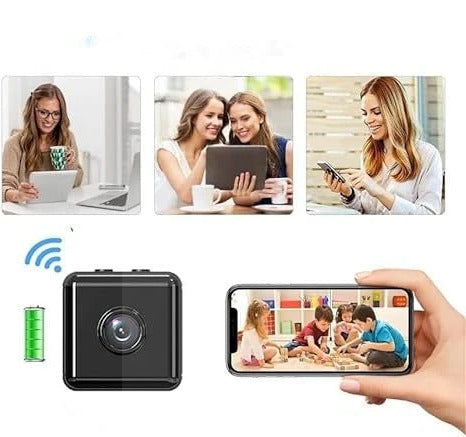 Diskret indendørs WiFi sikkerhedskamera med HD overvågning. Perfekt til smart hjem og familiebeskyttelse.