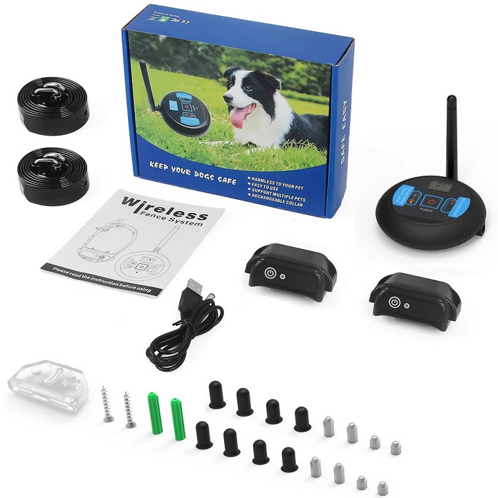 Stop uønsket strejfen med et trådløst usynligt hegn. Vandafvisende design for sikker hundefrihed.