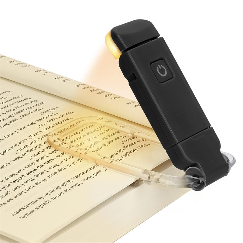 Bærbar, fleksibel læselampe med blåt lysfilter, dæmpbar LED-belysning og USB-opladning for øjenvenlig læsning.
