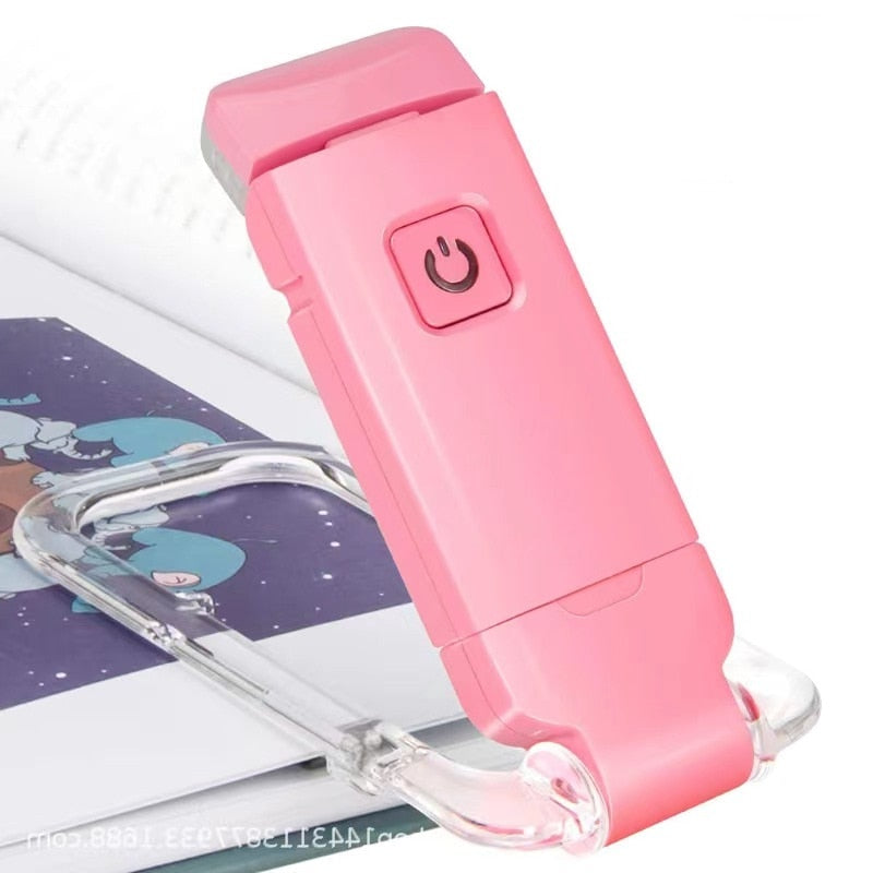 Bærbar, fleksibel læselampe med blåt lysfilter, dæmpbar LED-belysning og USB-opladning for øjenvenlig læsning.