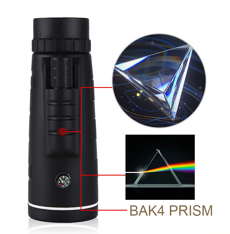 Bærbart 500X Pro teleskop, sort, høj zoom, robust design til astronomi, ideelt til stjerneobservationer.