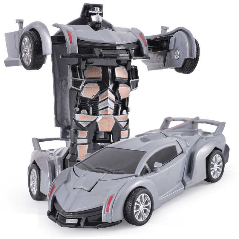 Transformierendes Kinderfahrzeug: Auto wechselt zu Roboter, bunte Details, für kreatives Spiel und spannende Abenteuer.