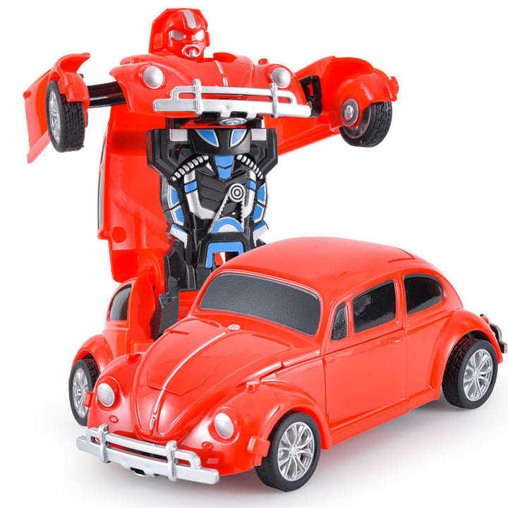 Transformierendes Kinderfahrzeug: Auto wechselt zu Roboter, bunte Details, für kreatives Spiel und spannende Abenteuer.