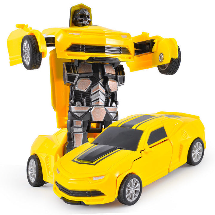 Transformierendes Kinderfahrzeug: Auto wechselt zu Roboter, bunte Details, für kreatives Spiel und spannende Abenteuer.