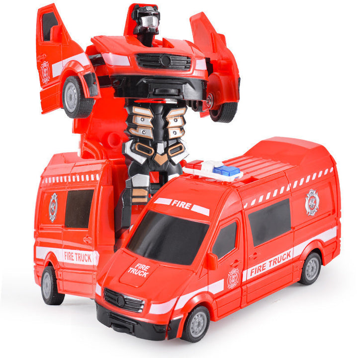 Transformierendes Kinderfahrzeug: Auto wechselt zu Roboter, bunte Details, für kreatives Spiel und spannende Abenteuer.