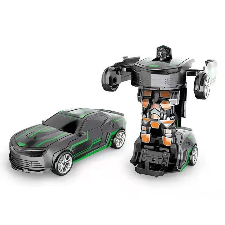 Transformérbart børnekøretøj: Bil forvandles til robot, farverige detaljer, til kreativ leg og spændende eventyr.