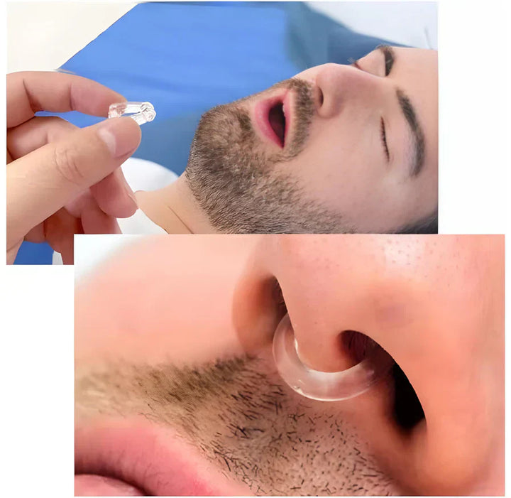 Transparent anti-snorken næseklip af silikone, reducerer snorken, åbner luftvejene for bedre luftcirkulation.