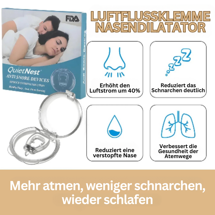 Transparent anti-snorken næseklip af silikone, reducerer snorken, åbner luftvejene for bedre luftcirkulation.
