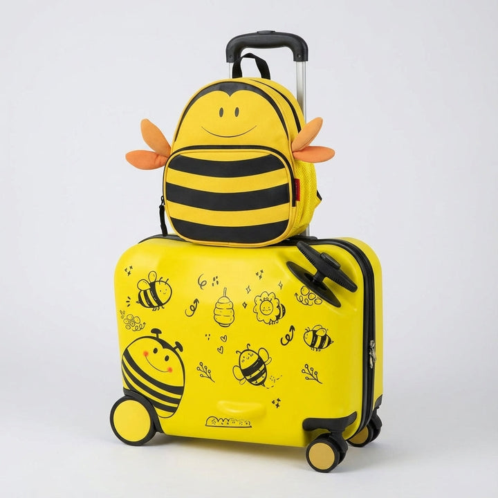 Fleksibelt Travelbee rejsesæt for børn: Børnekuffert med hjul og matchende rygsæk for organiseret feriebagage.
