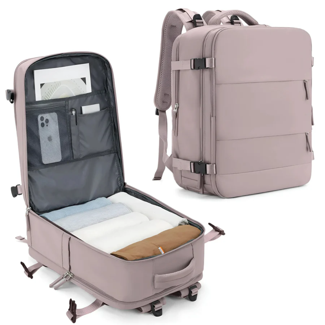 TravelMate rummelig håndbagagekuffert i sort, perfekt til organiseret og effektiv rejse som kabinebagage.