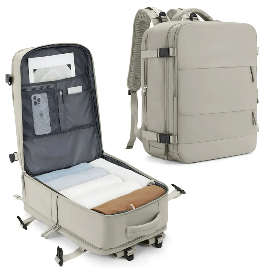 Sort TravelMate rejsekuffert til håndbagage, designet til organiseret og letvægts kabine bagage på farten.