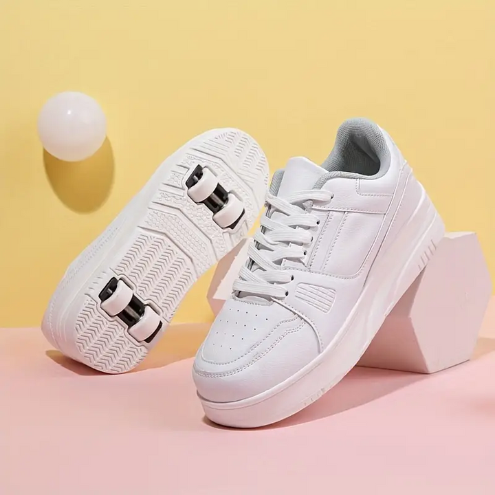 Børn og unges rulleskøjter med skjulte hjul, i et trendy rosa-sort design, ideelle til udendørs eventyr og leg
