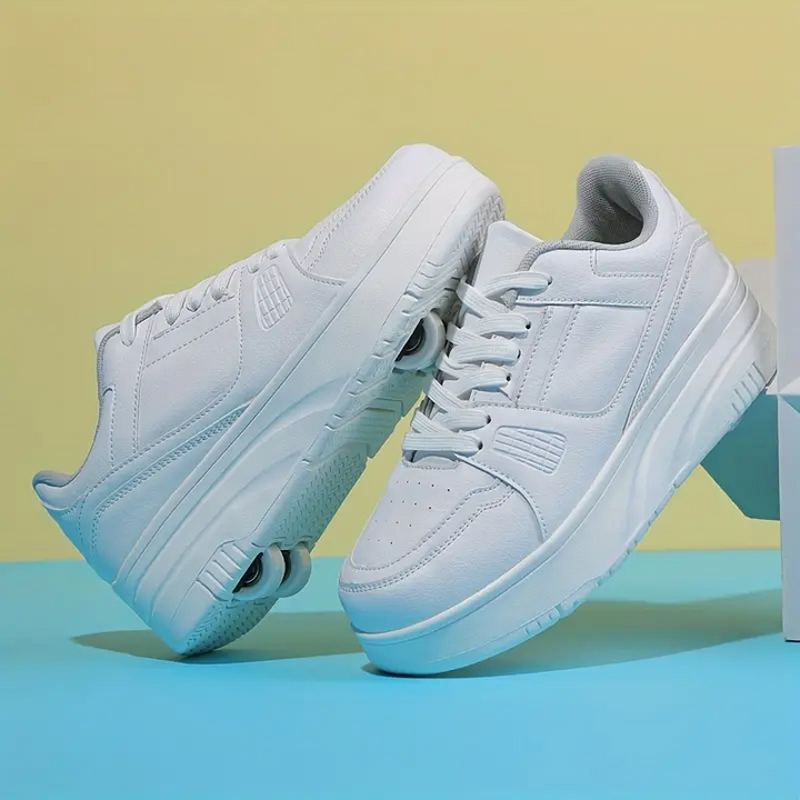 Børn og unges rulleskøjter med skjulte hjul, i et trendy rosa-sort design, ideelle til udendørs eventyr og leg