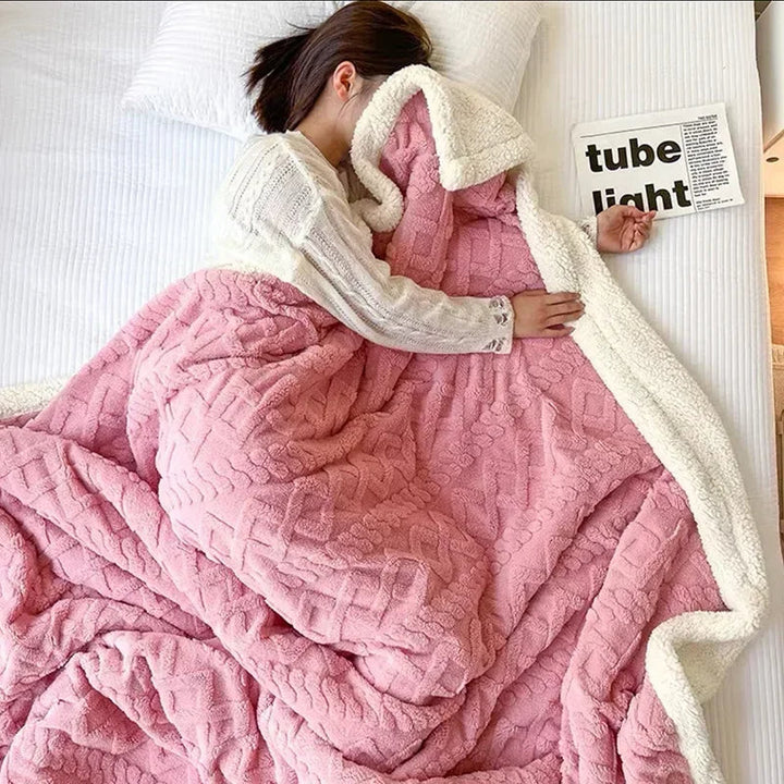 Elegant boligtekstil: Varm lammeuldsfleece dyne, tyk og blød, som sovetæppe eller plaid.