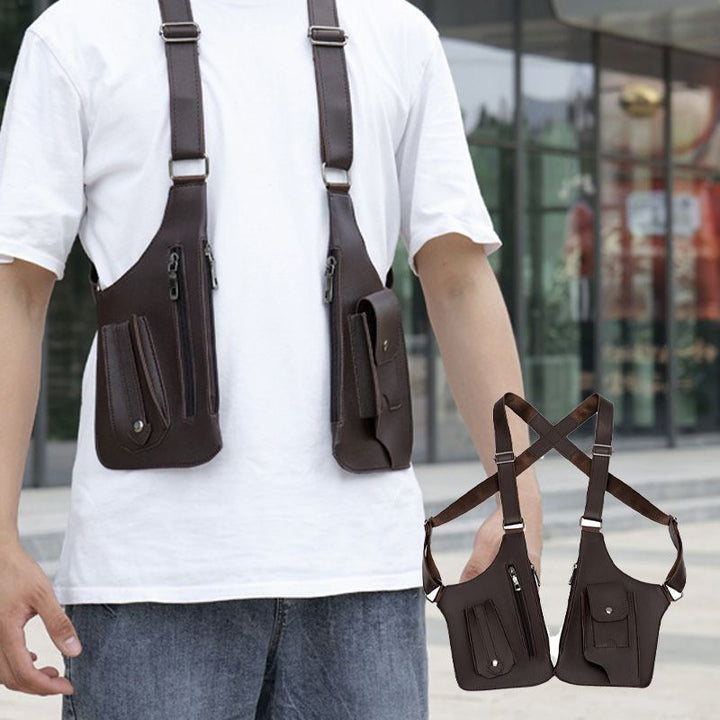 Tyverisikker unisex skuldertaske i sort PU læder; skjult og diskret til værdigenstande.