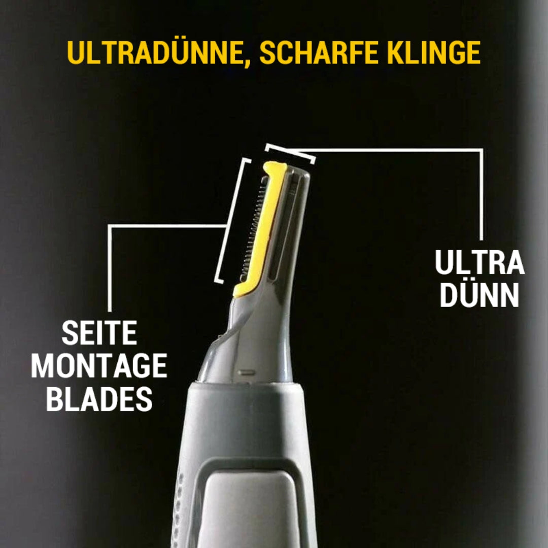 Ultratynd præcisionstrimmer med LED, perfekt til præcis skæg- og øjenbrynstrimning, trådløs og ergonomisk.