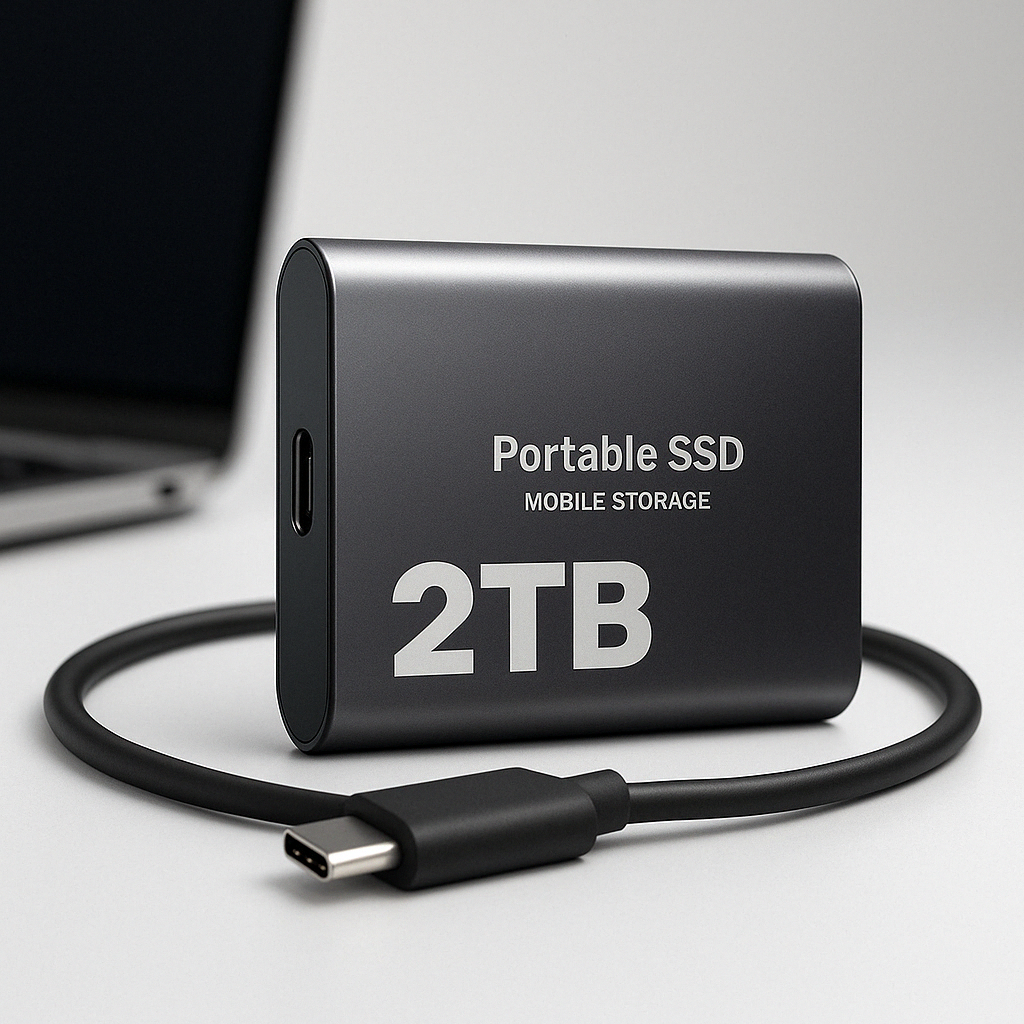 Ultrahurtig bærbar ekstern SSD harddisk til PC og laptop for hurtig datalagring.