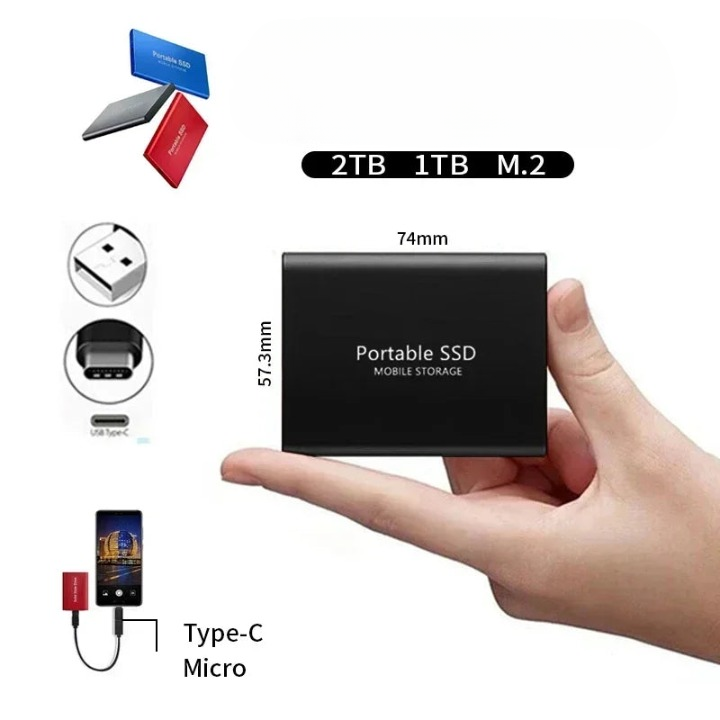 Letvægts ekstern SSD flash drev til PC & laptop. Hurtig lagring og sikker backup af filer.