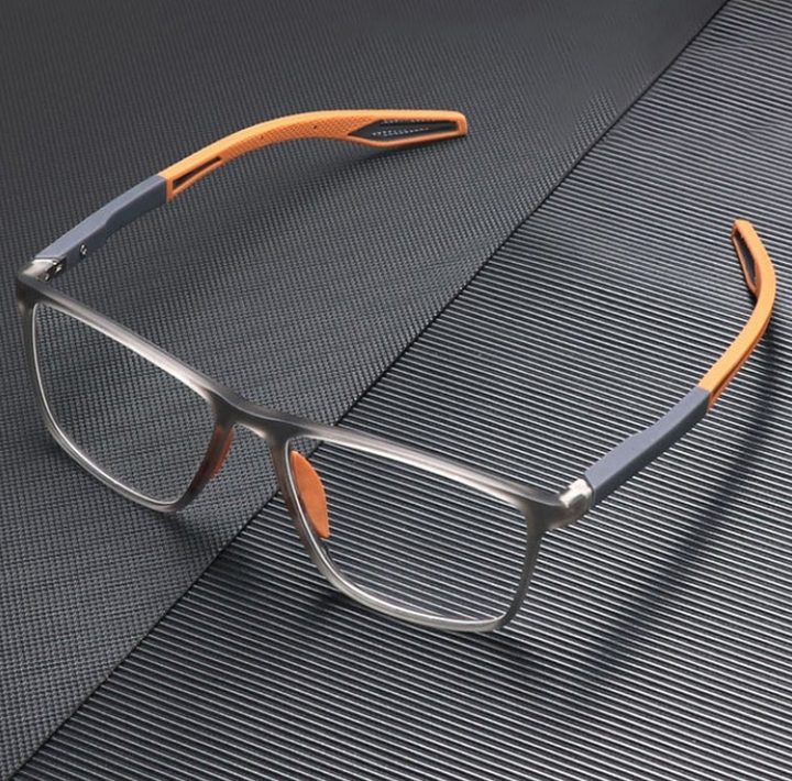 Ultralette herrebriller med blålysfilter, elegant design, sort-rød, titaniumstel, ideel til gaming og læsning