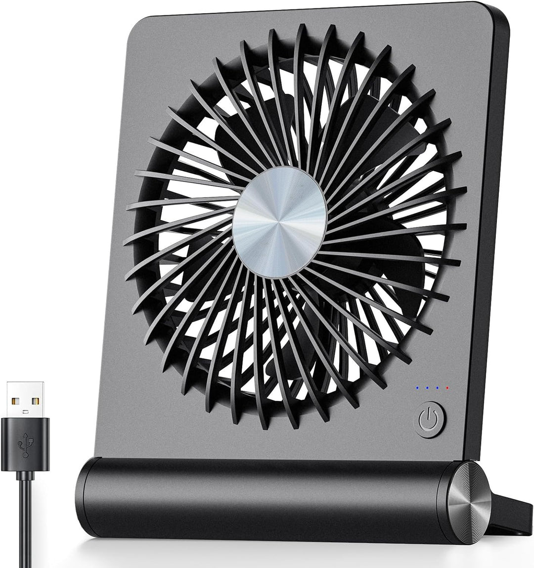 Ultrastøjsvag, kompakt bordventilator, minimalistisk design, perfekt til små rum, støjfri under 30 dB.