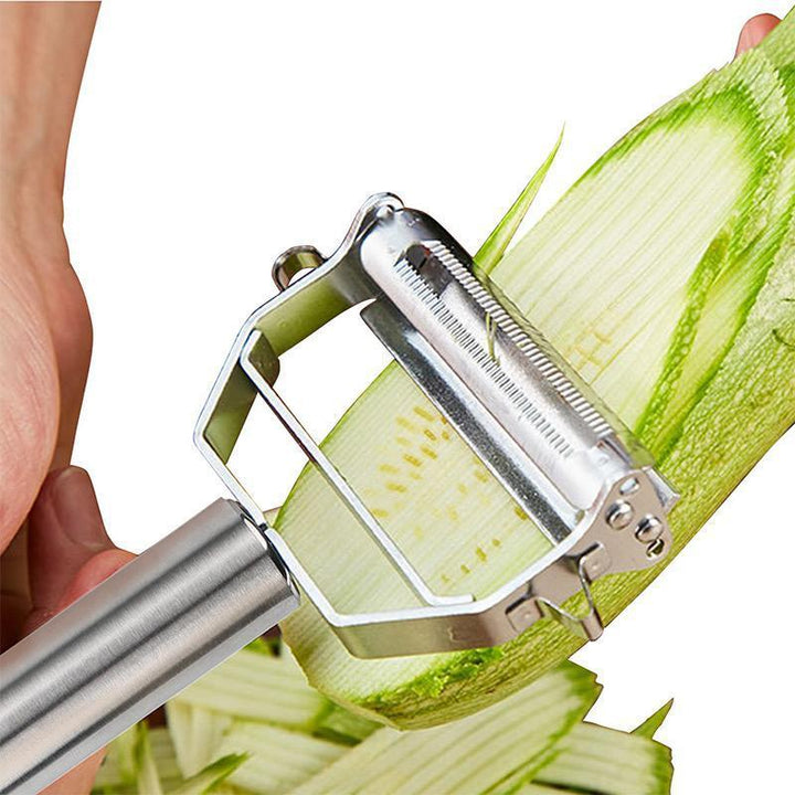 Ultrasleben grøntsagsskræller i rustfrit stål, sølv, med ergonomisk greb for nem skrælning og julienne-snit