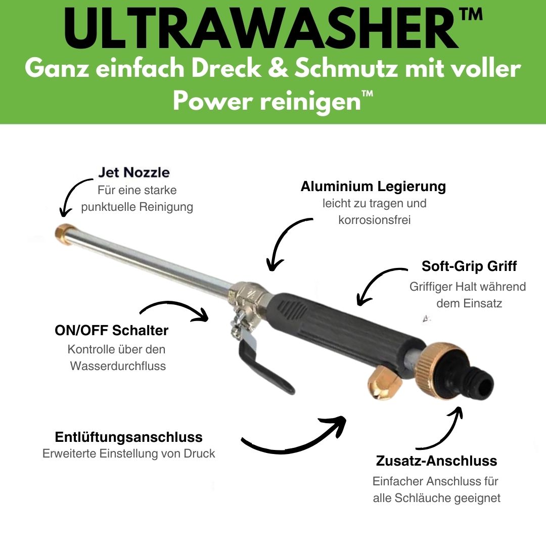 Ultrawasher højtryksdyse i brug til bilvask. Gør din bil skinnende ren med dette effektive rengøringsværktøj.