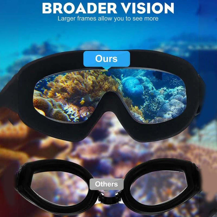 Svømmebriller med bredt panoramasyn. AquaVision giver et klart og uhindret udsyn under svømning i vandet.