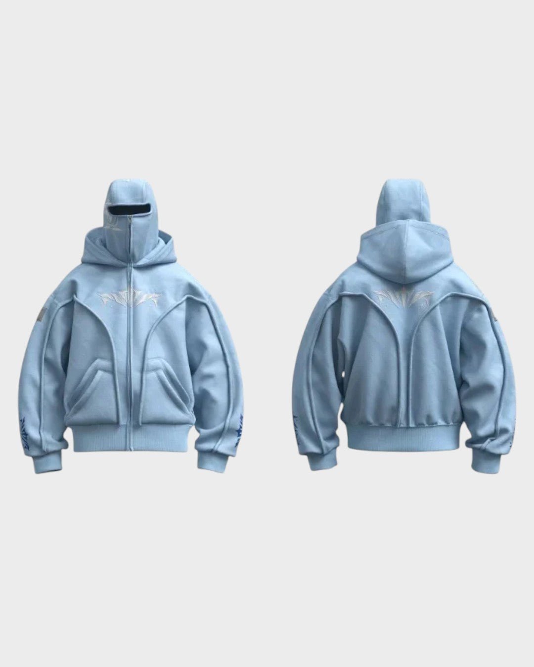 Sort unisex balaklava hættetrøje med fuld lynlås i åndbar fleece. Nordisk design til koldt vejr.