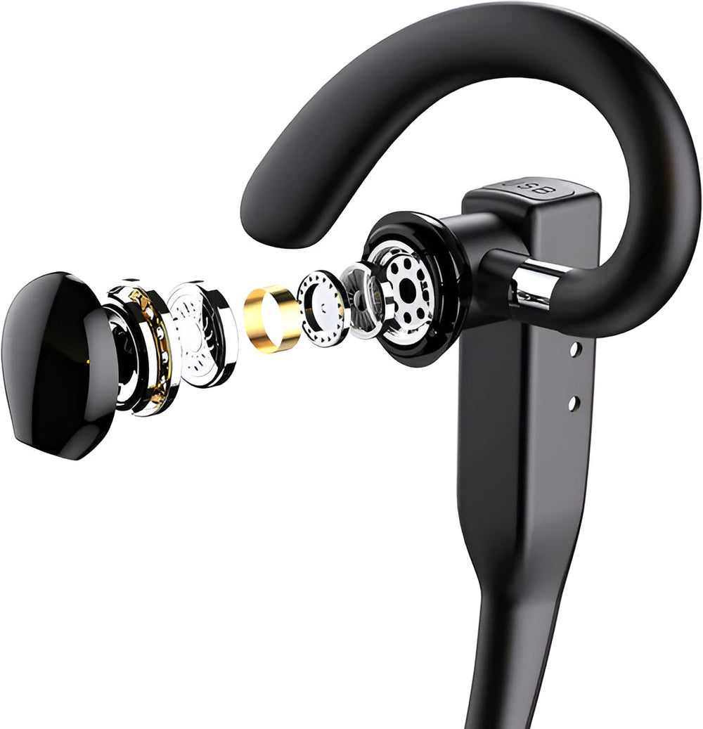Komfortabelt trådløst Bluetooth-headset til lange arbejdsdage; unisex design med lang batteritid.
