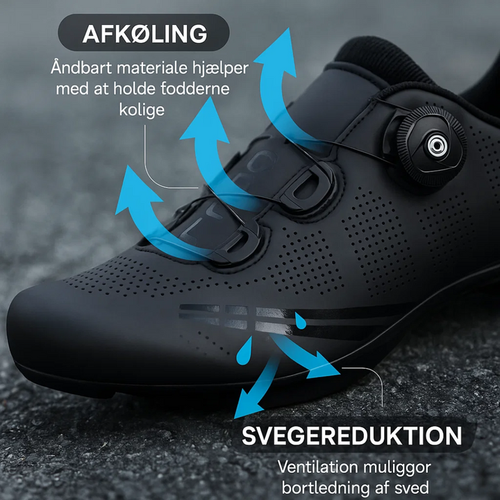 Ergonomisk unisex cykelsko med fodstøtte og avanceret ventilation for optimal komfort og ydeevne.