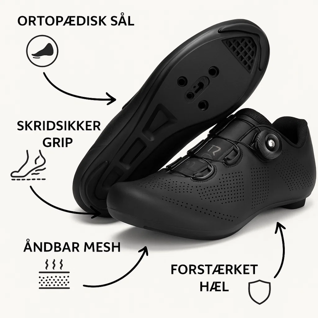 Skridsikker unisex cykelsko med god ventilation, ideel til landevejscykling og daglig pendling.